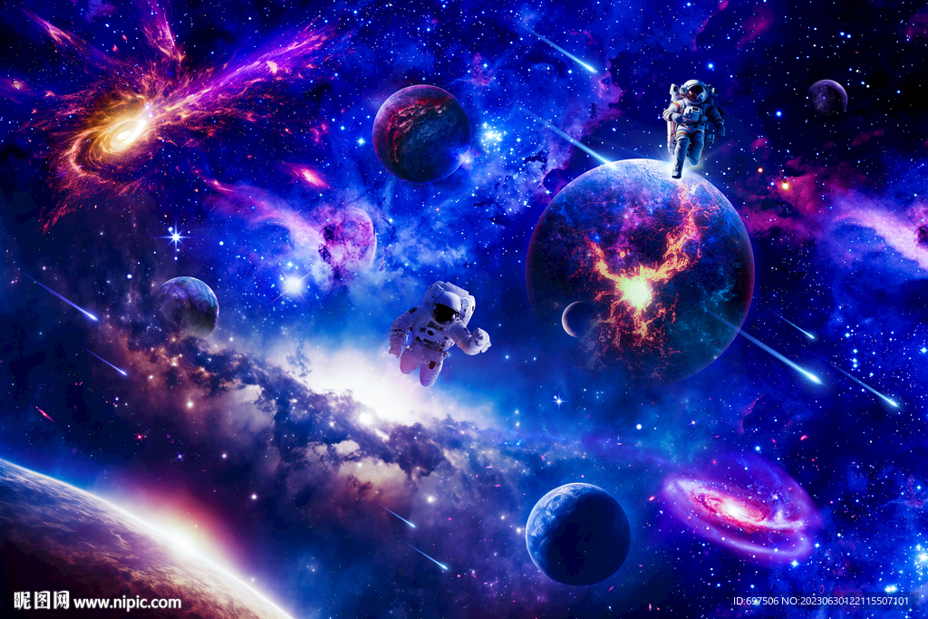 梦幻宇宙星空太空宇航员星球背景
