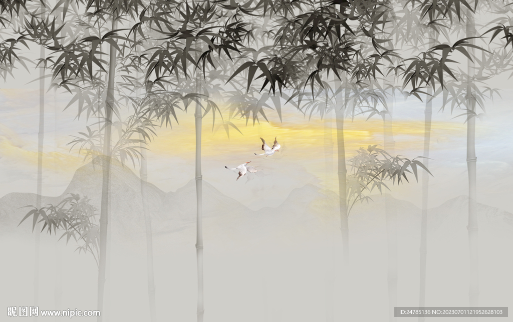 意境水墨竹子背景