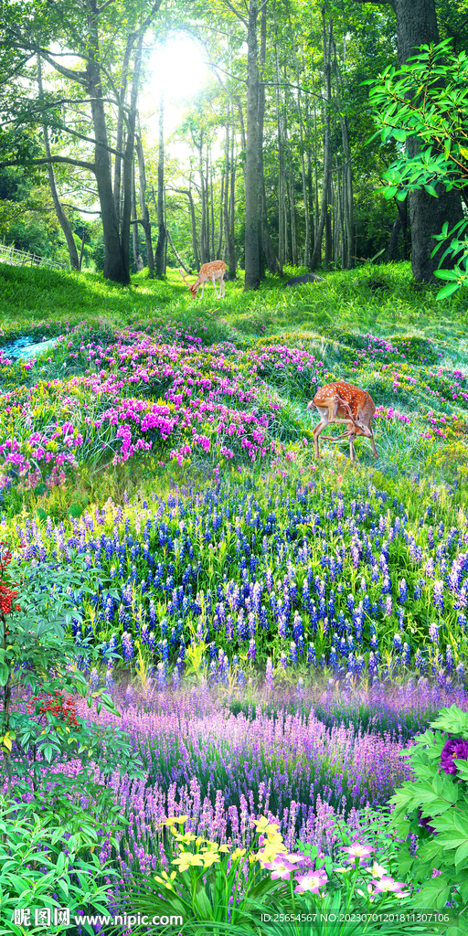 清新草地风景3D玄关