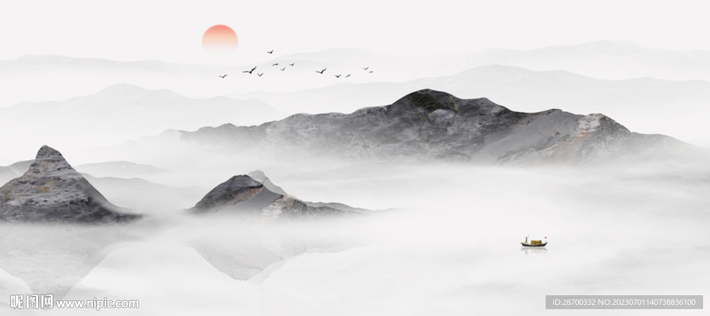 新中式水墨山水画