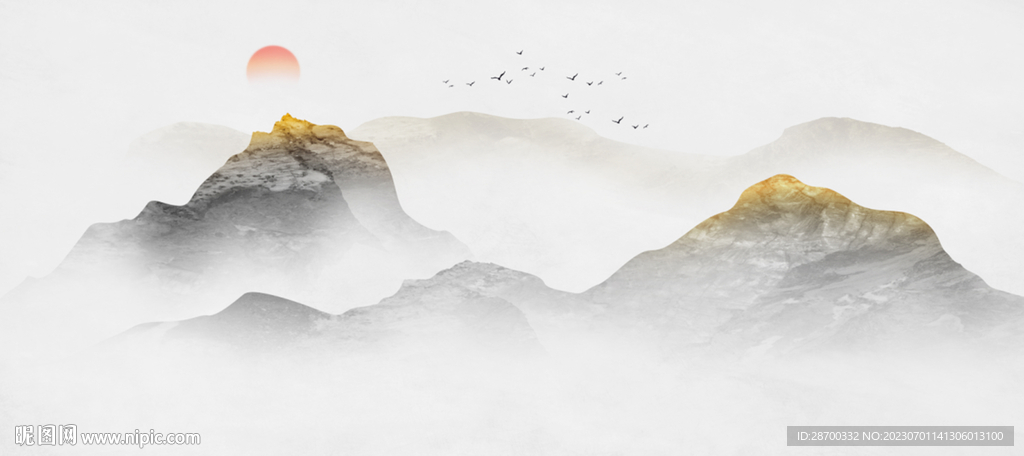 日出东方山水画