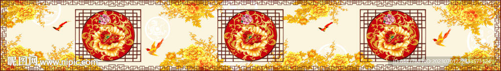 中式牡丹软膜天花