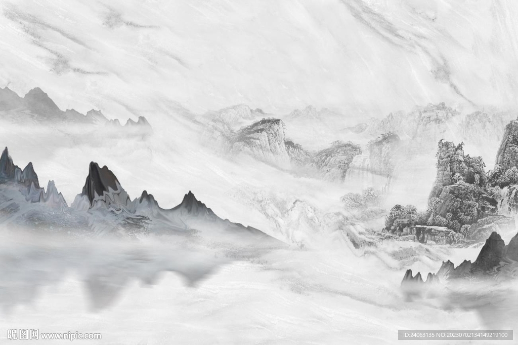 国画山水背景墙