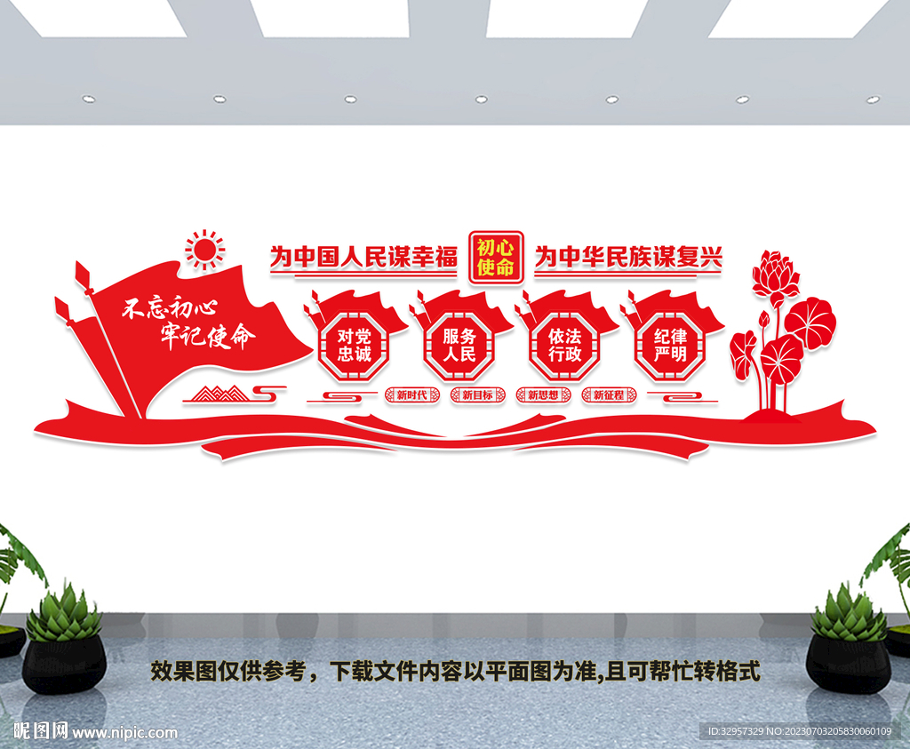 对党忠诚服务人民文化墙