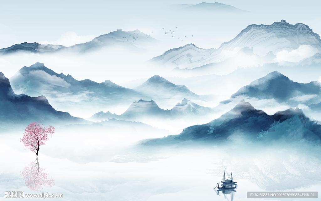 爆款 新传背景山水 tiF分层