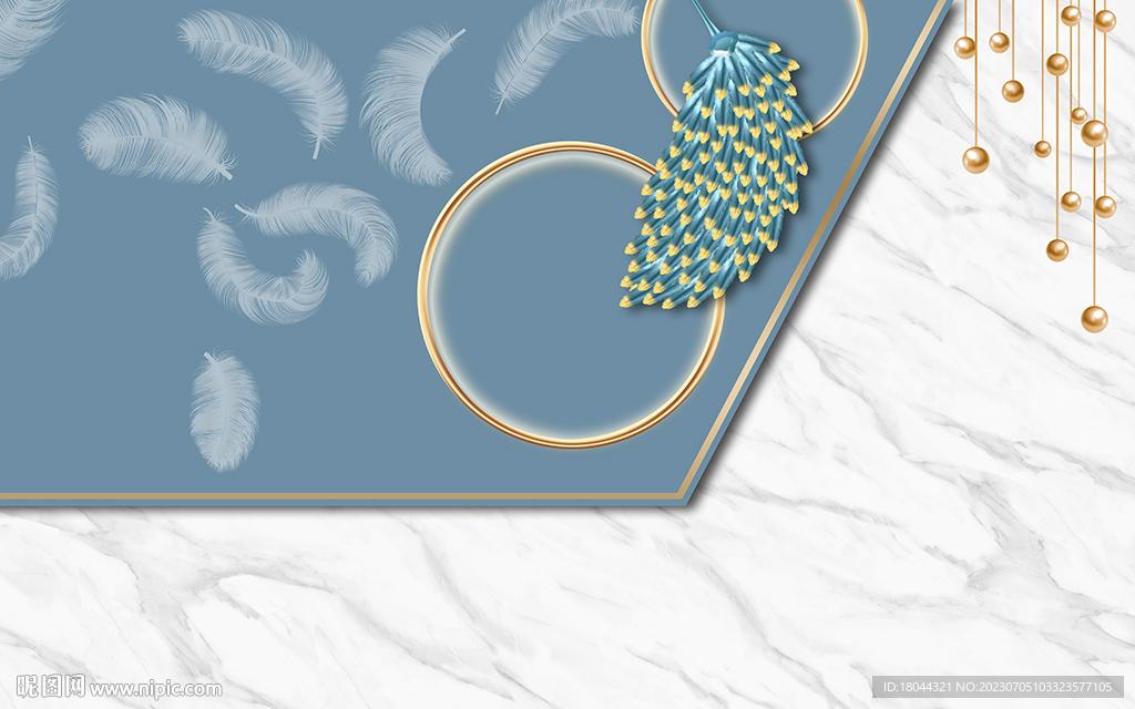 简约风大理石纹羽毛电视背景墙