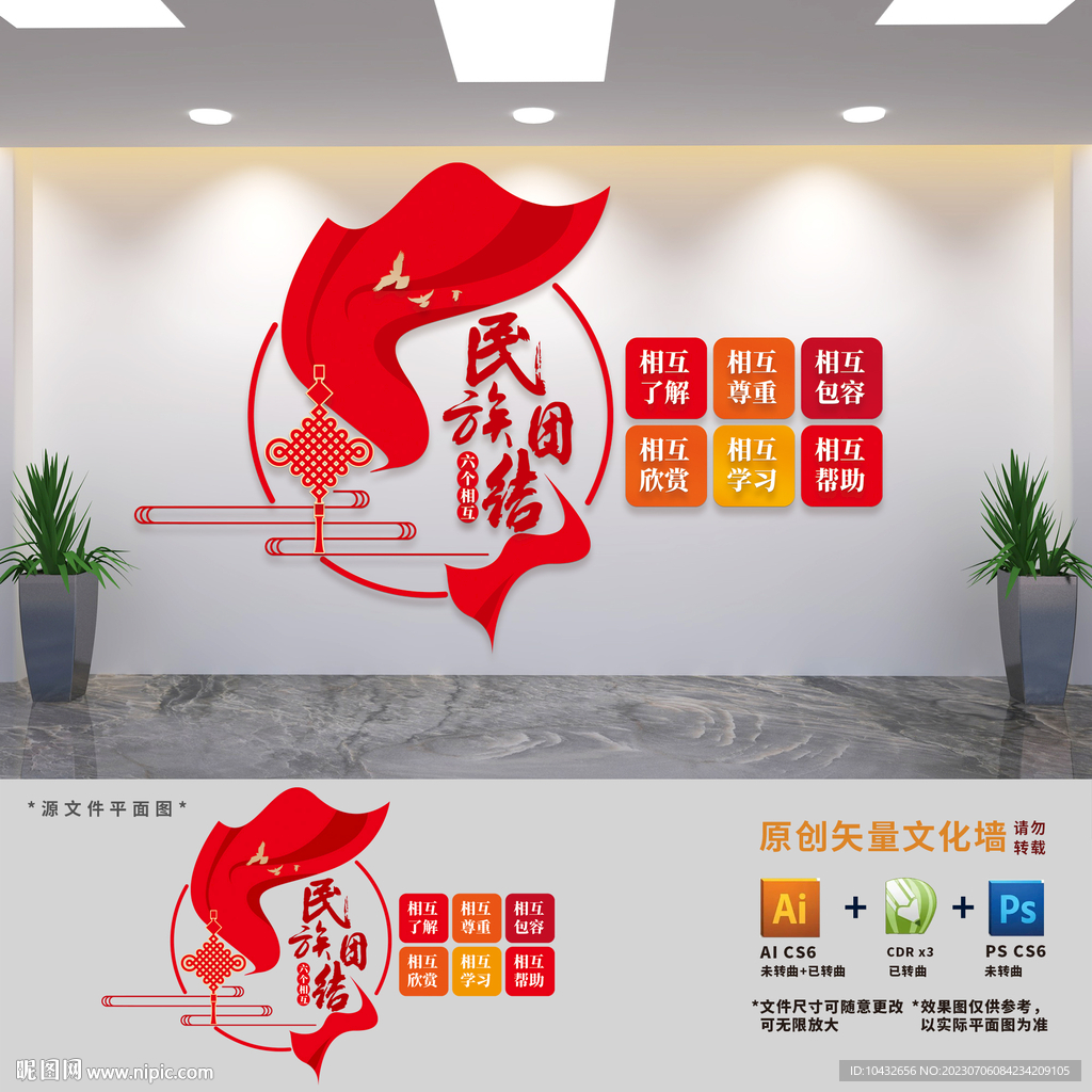 民族团结六个相互文化墙