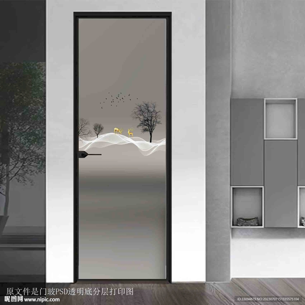 高清分层透明底平开门打印图