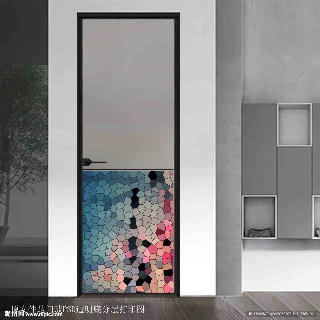 高清分层透明底平开门打印图