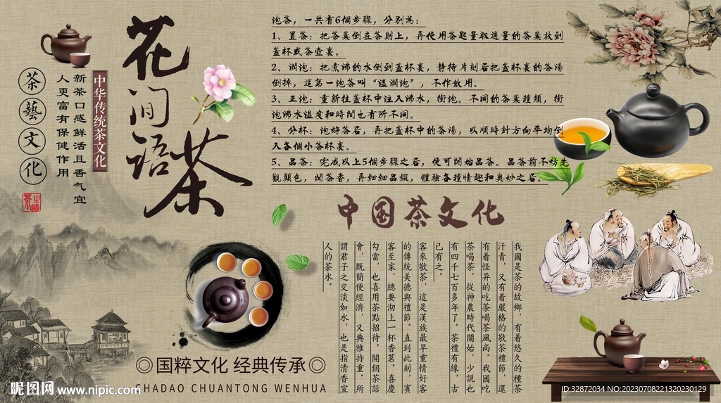 茶道养生背景墙