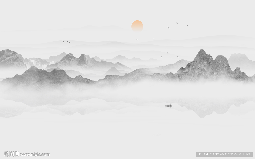 新中式水墨山水画