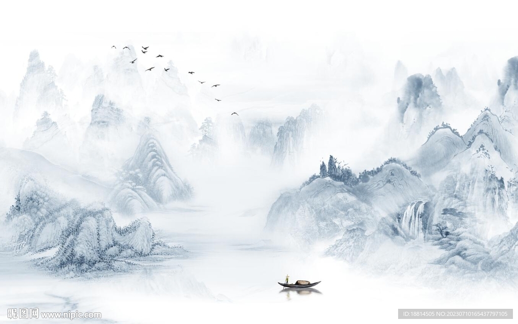 新中式山水背景墙