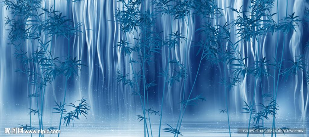 墨竹瀑布背景墙