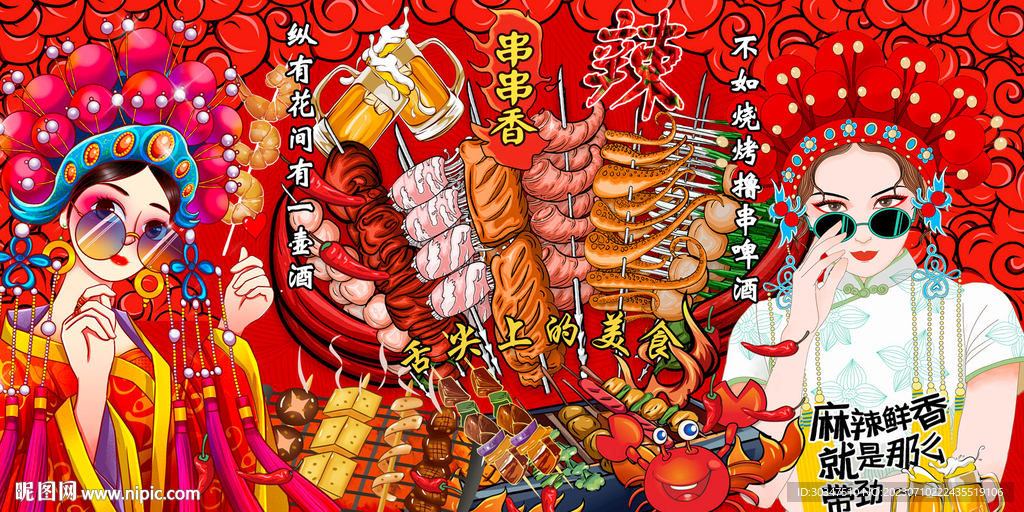 烧烤撸串背景墙