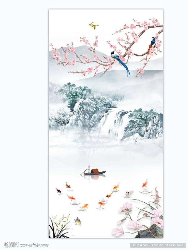 新中式水墨玄关画
