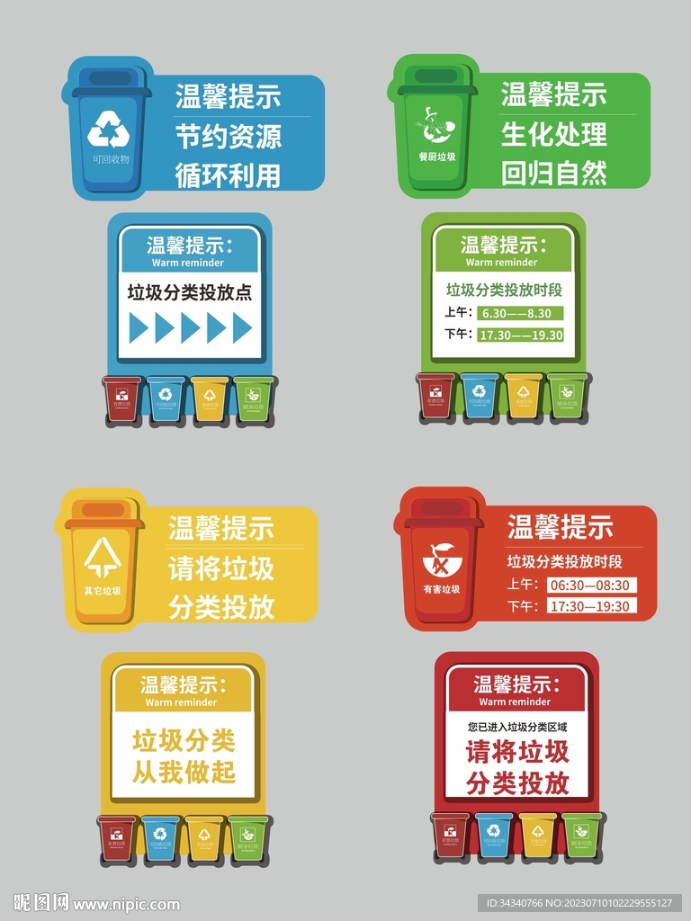 垃圾分类图标海报展板