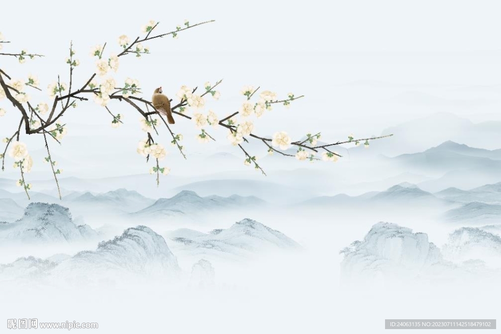 新中式花鸟背景墙