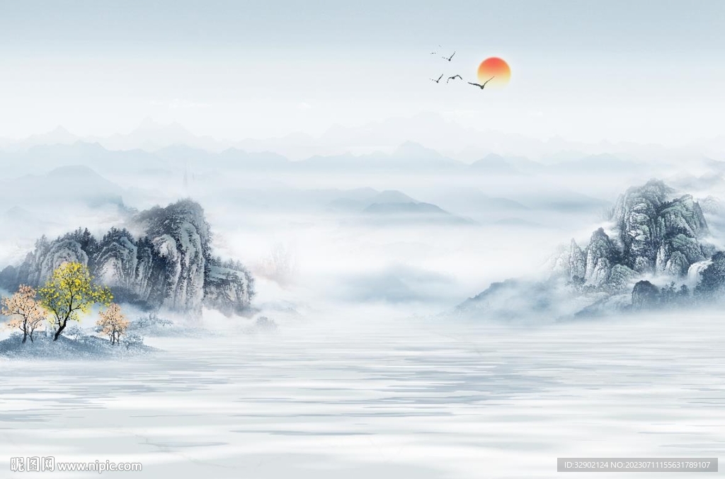 山水情背景墙
