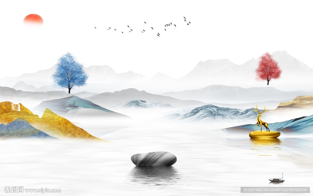 高清 简约意境山水 TIF分层