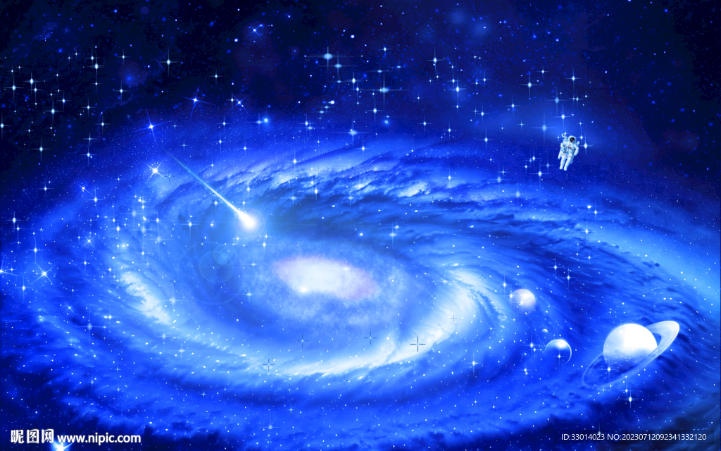 蓝色宇宙黑洞太空星球宇航员背景