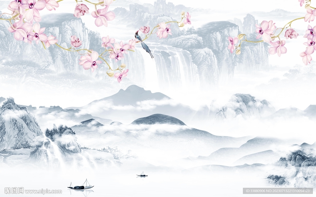 现代 极简新款山水 tiF分层