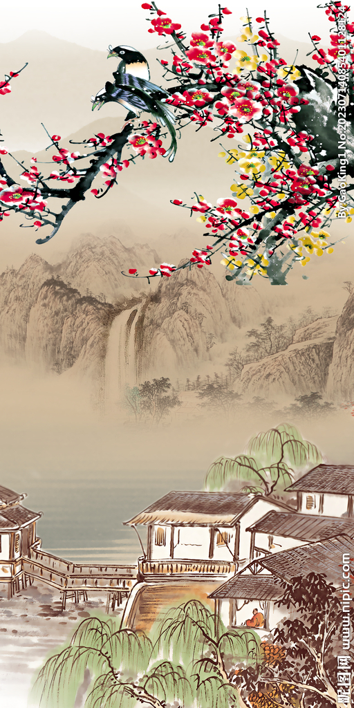 新款 山水高档玄关 tiF分层