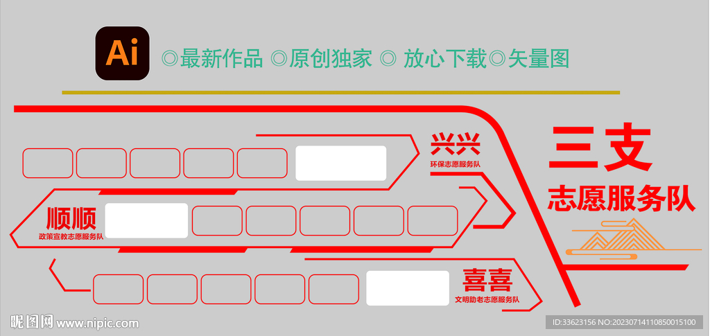 三支志愿服务队文化墙