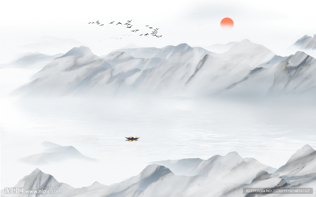 中式山水背景墙