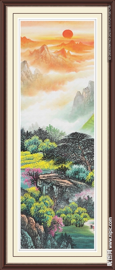 国画旭日东升山水画