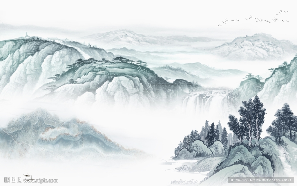 大气 现代中式山水 Tif分层
