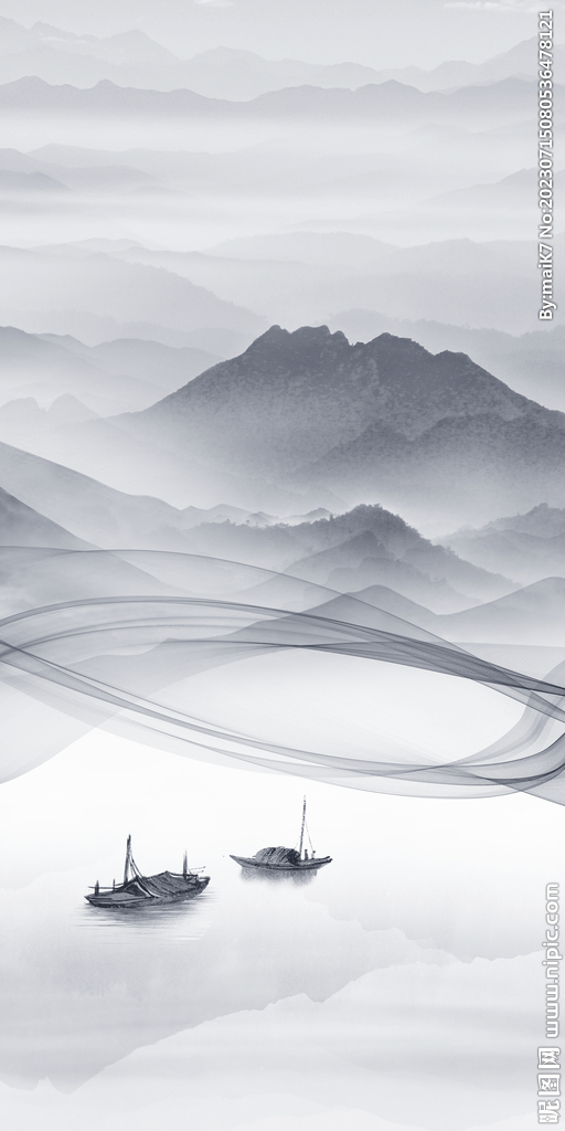 别墅 中式图玄关画 Tif分层