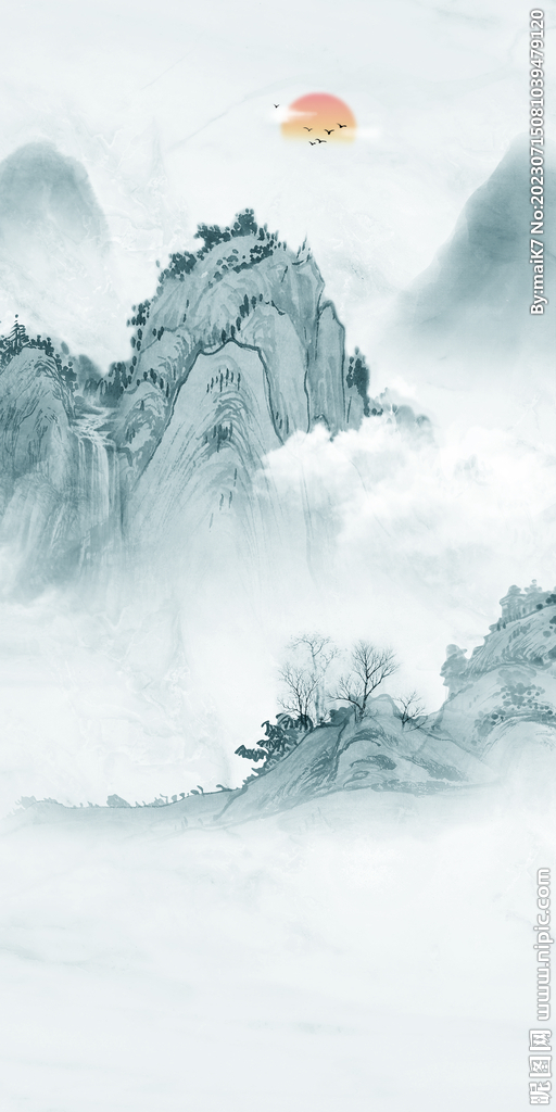 新品 中式图玄关画 Tif分层