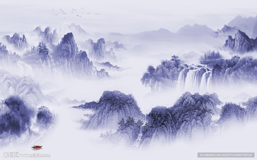 高端 中式背景山水 TIf分层设计图__无框画_环境设计_设计图库_昵图网