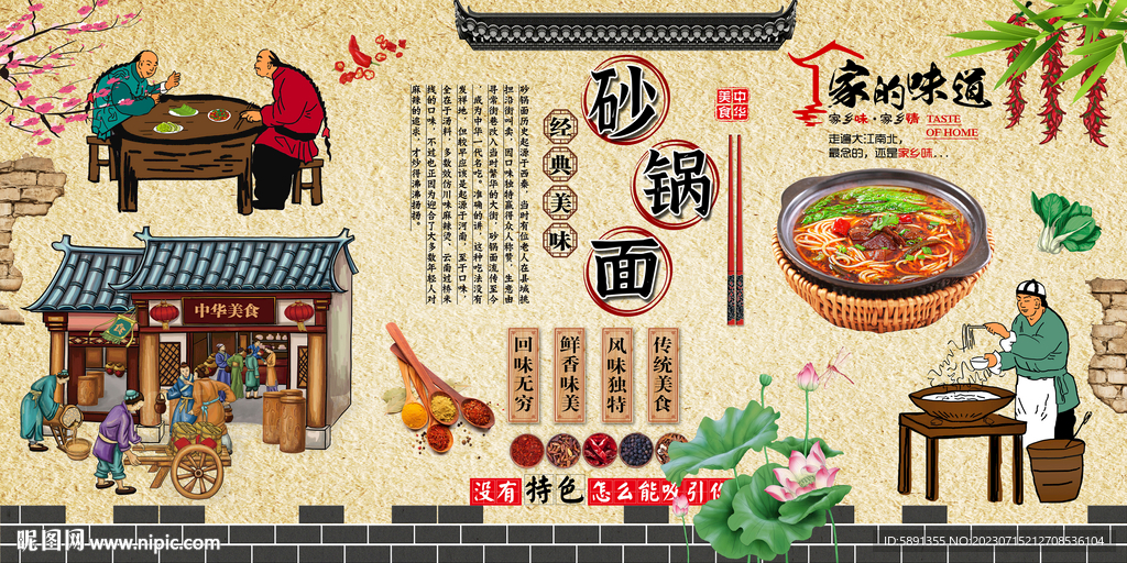 砂锅面