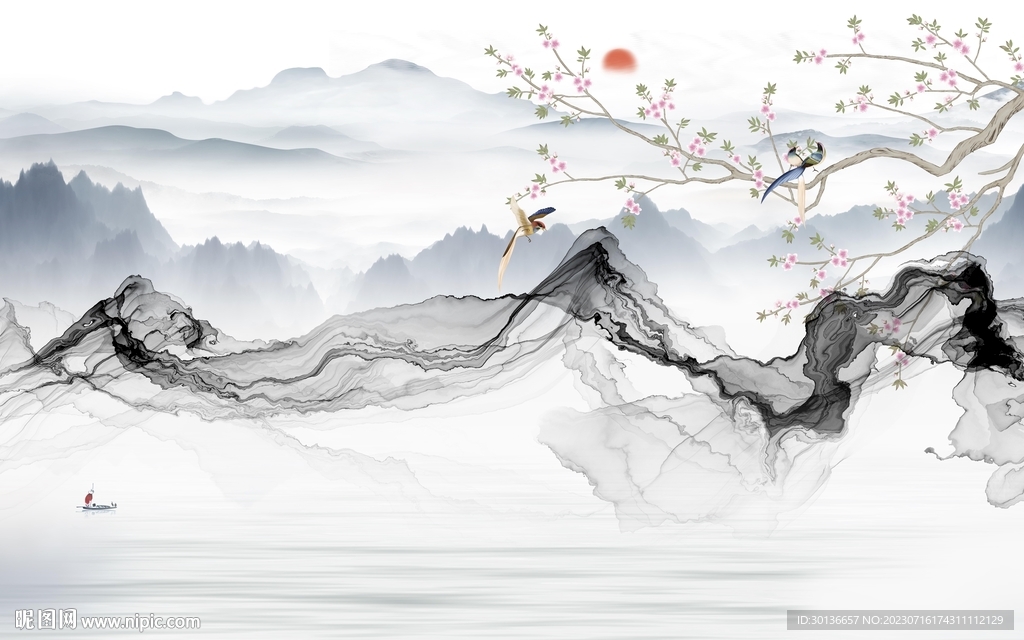 大气 简约背景山水 tiF分层