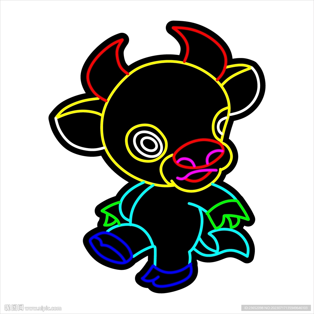十二生肖动物霓虹灯牛