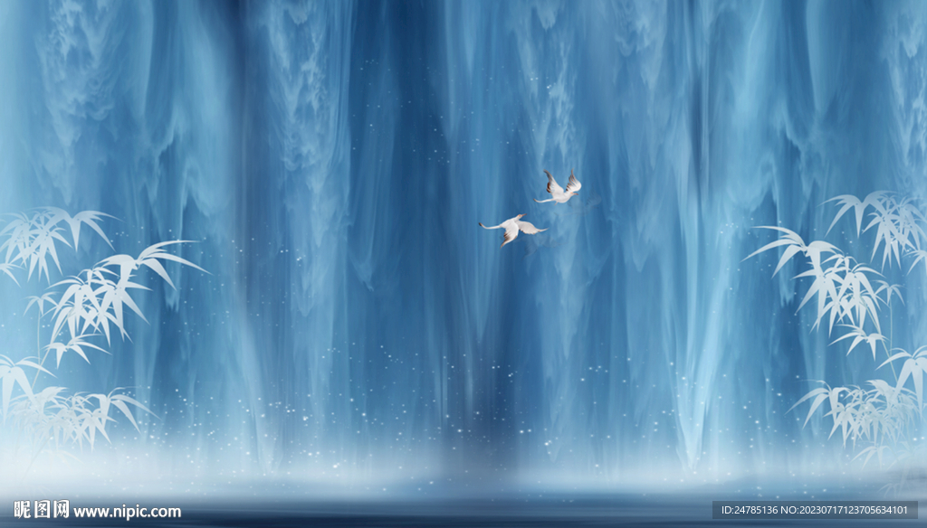 流水生财瀑布背景