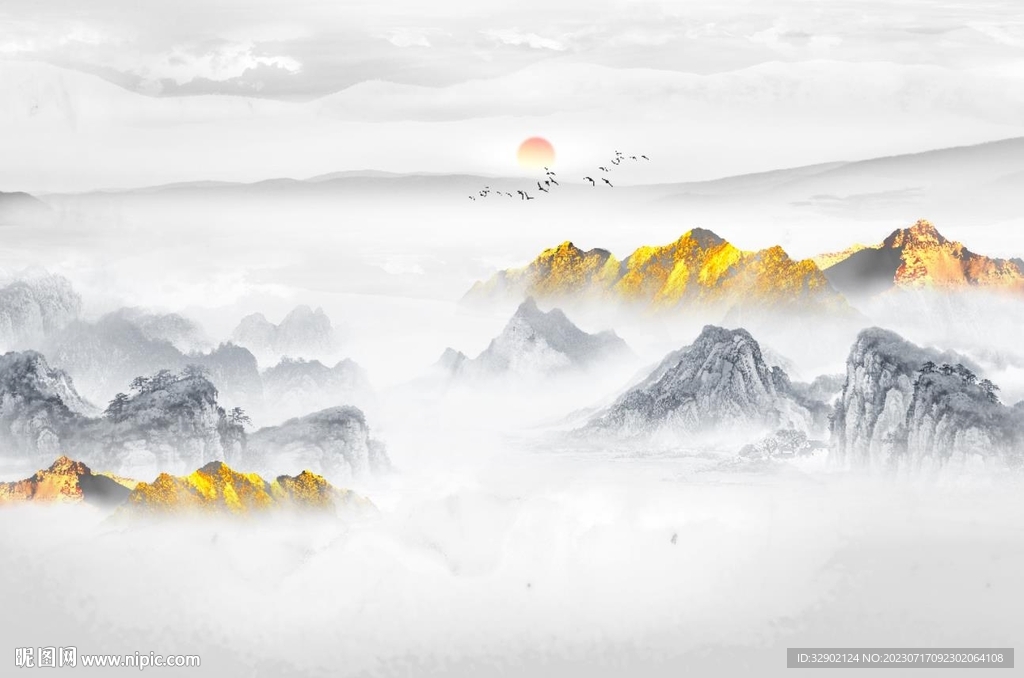 金箔山水画