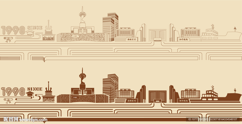 航海学院建筑手绘图片