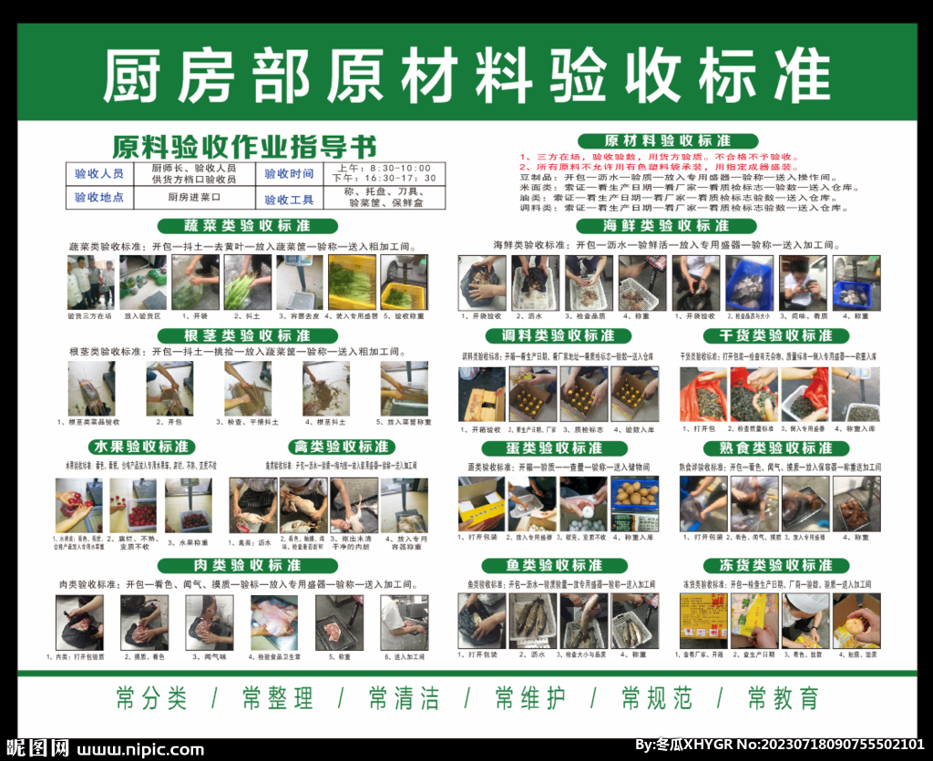 原材料验收标准