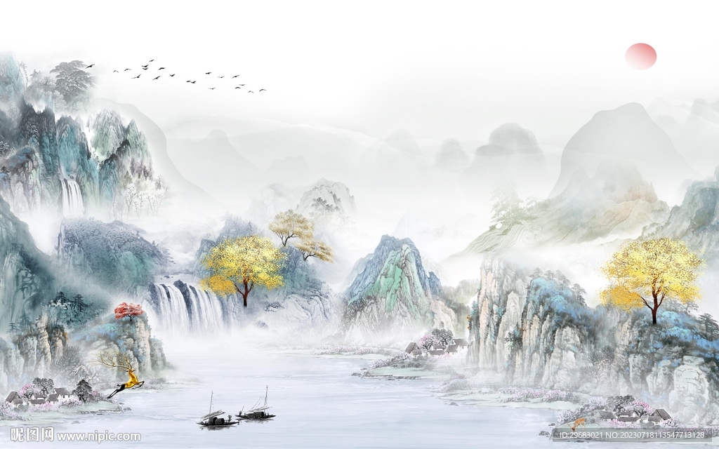 新品 高端中式山水 TIf分层