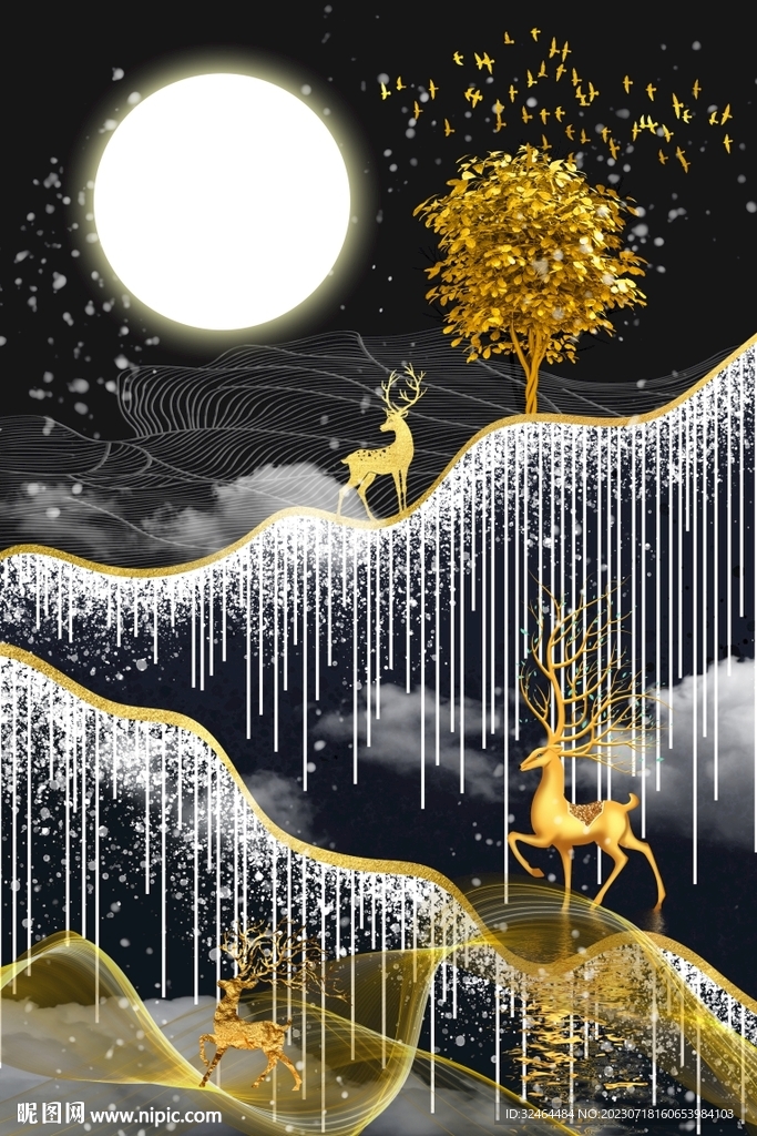 豪华麋鹿装饰画