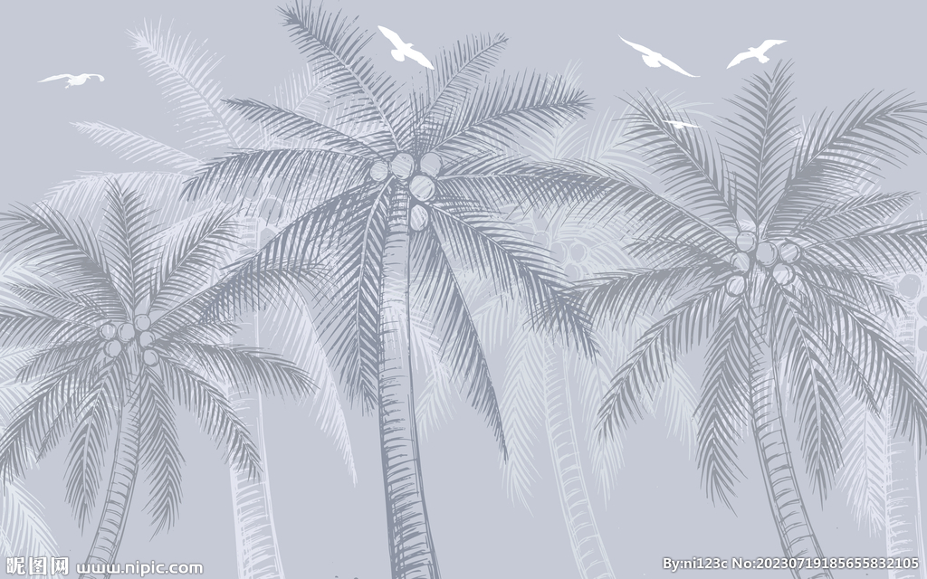 抽象椰子树植物热带植物背景墙