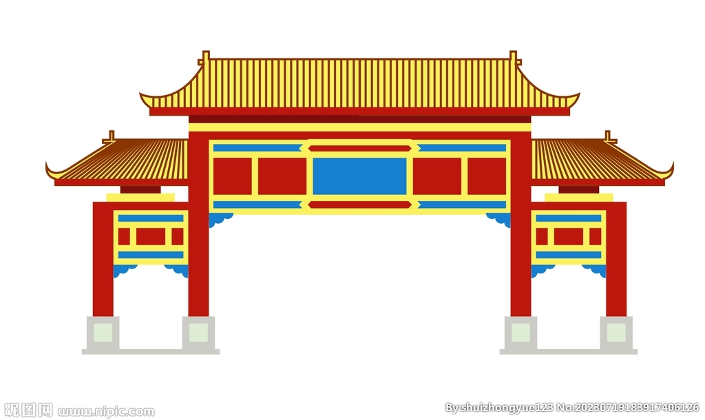 中式建筑牌坊门楼