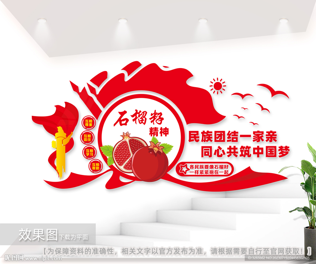 石榴籽精神民族团结文化墙