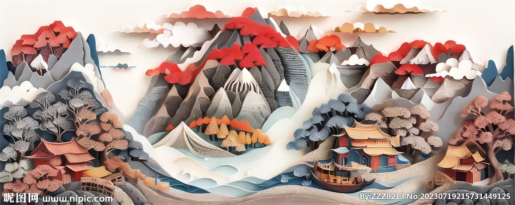 浮雕山水画