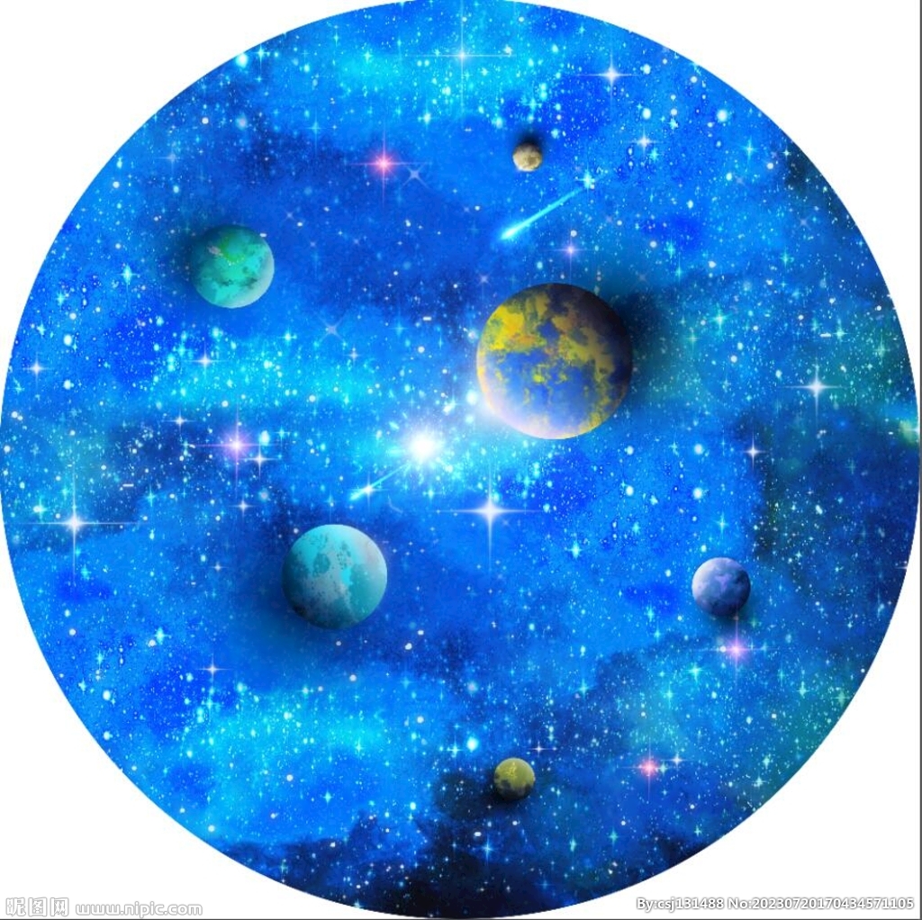 圆形蓝色星空背景