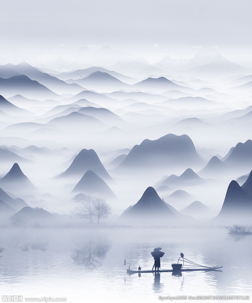 竖幅山水画 