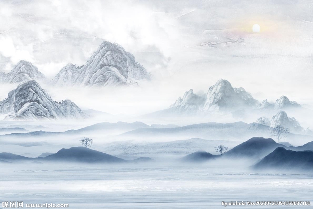 新中式山水背景墙