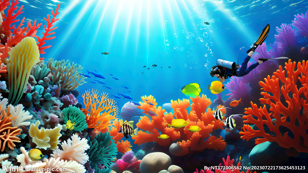 3D海底珊瑚背景墙